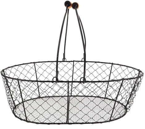 FIXOSHEE Cesto in Metallo per Carbone con Manici Portafrutta e Verdura da Banco Organizer Multiuso per Legna e Prodotti Resistente e Salvaspazio per Stufa e Cucina