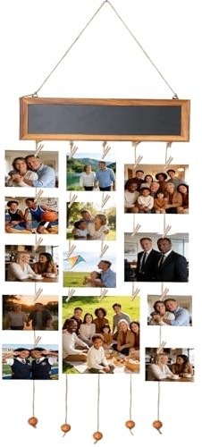 JUUDDENPARTS Wooden Collage Pictures Frame with Hanging Display, Multi-Functional Photo Showcase, Ideal for Home, Bar, and Restaurant Collage Art and Postcard Display