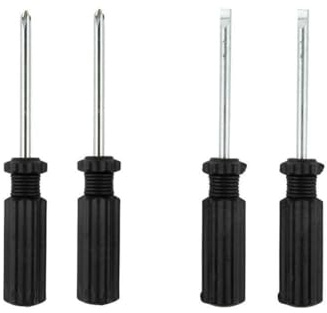 Lot de 4 mini tournevis plats et cruciformes, pointe de 4 mm, longueur totale de 105 mm, construction en acier trempé 45#, pour réparation de précision et petits appareils électroniques