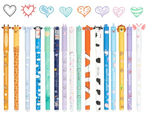 Zouwel 16 stylos gel effaçables motifs animaux 0,7mm école bureau cadeau