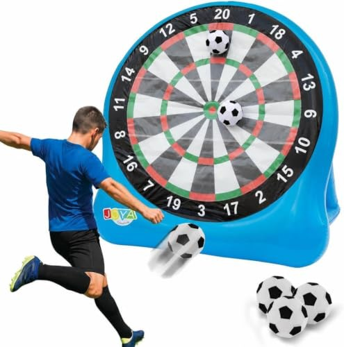 Fußball Dart XXL aufblasbar, Fußballdart Set für Outdoor, XXL Fussballdart | Inkl. 3 Bälle & Reparaturset - Ideal für Gartenpartys, Events & Familientreffen