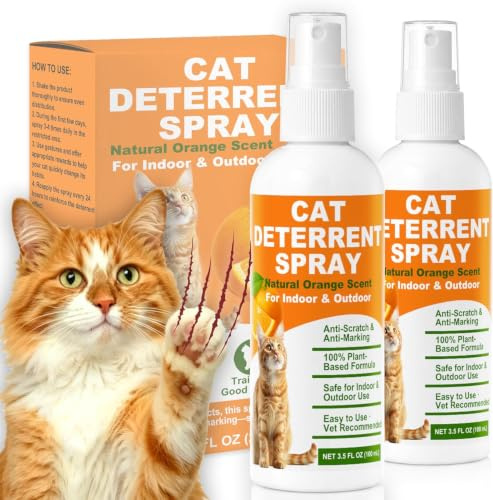 elabour Cat Deterrent Spray 200ml, Natural Cat Deterrent for Indoor & Outdoor, Stop Scratching, Chewing & Urine Marking, Training Spray for Furniture, Sofa, Carpets & Plants, Safe for Pets & Home