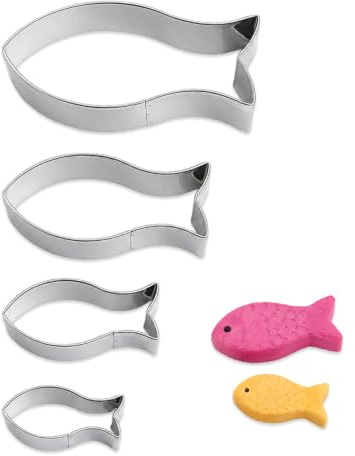 4 Ausstechformen Fisch,Cookie Cutter,HMCEY Keksausstecher,Plätzchen Formen