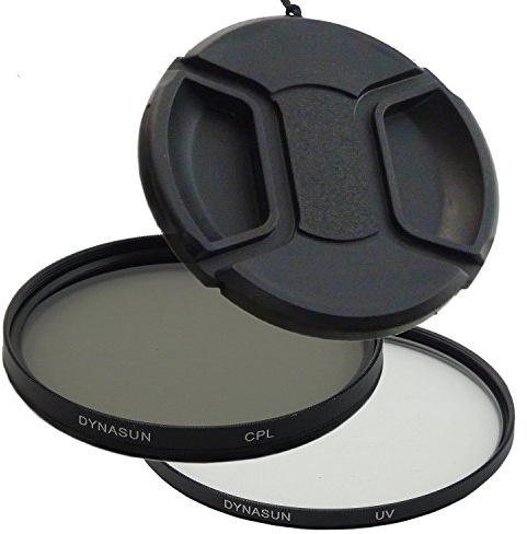 Kit Filtre DynaSun Polarisant Circulaire CPL 55mm C-PL + UV Ultra Violet Objectif 55 mm + Bouchon OB