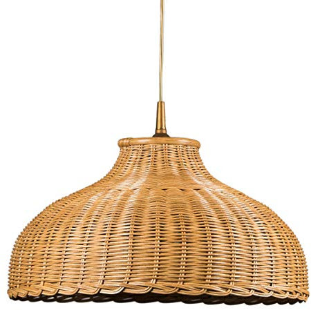 Helios Leuchten 212053 Hängelampe Rattan Lampe Leuchte, Korblampe Boho, Pendellampe Landhaus, Deckenlampe skandinavisch für Esstisch Wohnraum Küche