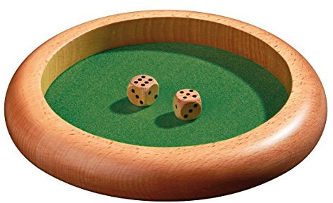 Philos 3121 - Würfelbrett aus Holz, Buche, inklusive 2 Würfeln aus Holz, 22 cm Durchmesser, mit Filz