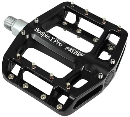 NC-17 Sudpin I Pro Aluminium Plattform Pedale / Fahrrad Pedale MTB / Mountainbike Pedal / BMX Pedal / Kugellager + Cr-Mo Achse / inklusiv Ersatzpins, Schwarz