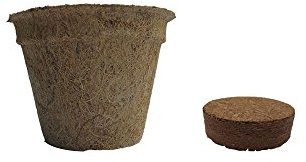 Pflanzen Anzuchtset: 50 x Pflanztöpfe aus Kokosfaser 0,5 Liter (Höhe 9 cm/Ø Oben 12 cm), + 50 x Kokos Quelltabletten ca. Ø 60 mm, ca. 400 ml torffreie Anzuchterde (Preis je Set: 1,35 Euro)
