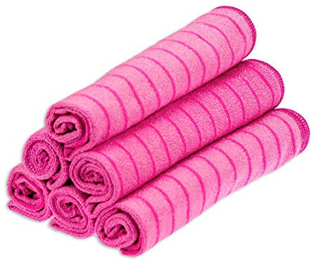 RESPEKT Mikrofaser Geschirrtücher, Trockentücher, Poliertücher, Putztücher und Reinigungstücher für den Haushalt, das Auto UVM. - Mikrofaser Geschirrtücher Set, 40x40 cm (Pink, 6tlg.)