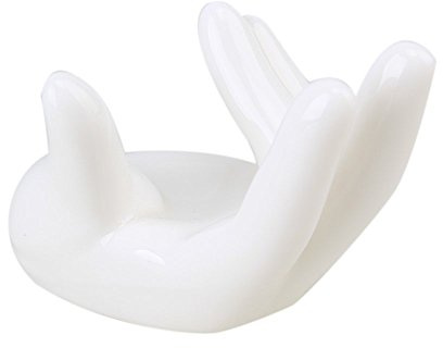 Yibuy White Porcelain Ocarina Display Accessories Ocarina Ceramic Hand Stand for Music Lovers