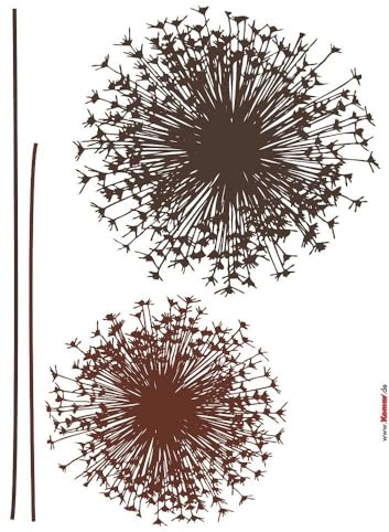 Komar Deco-Sticker | PUSTEBLUME | 50 x 70 cm | Wandtattoo, Wandbild, Wandsticker, Wandaufkleber, Walltattoo, Silhouette, Abstrakt, Floral, Blume, Design- 17004h