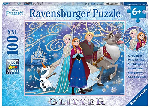 Ravensburger Kinderpuzzle - 13610 Frozen - Glitzernder Schnee - Disney Frozen Puzzle für Kinder ab 6 Jahren, mit 100 Teilen im XXL-Format, mit Glitzer