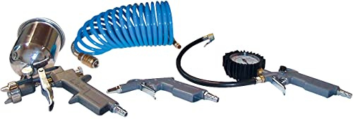 Güde 84092 Druckluft-Set 4-tlg. Metall (Kompressoren-Zubehör, max. Arbeitsdruck 10 bar, 1/4 Anschlussgewinde)
