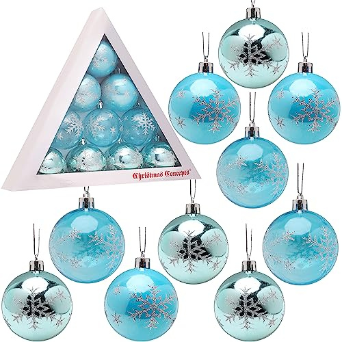 Christmas Concepts® Confezione di palline di albero di Natale da 10-60 mm - Baubles decorati lucidi, opachi e glitterati ... (Blu Ghiaccio)