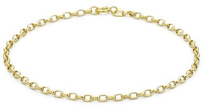 CARISSIMA Women's 9 ct Yellow Gold Hollow 2 mm Diamond Cut Oval Belcher Chain Bracelet of Length 19 cm/7.5 Inch