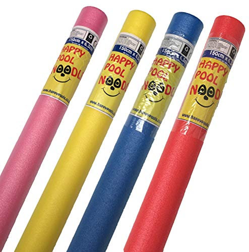 Happy Hot Tubs 4 PACK of Swimming Pool Noodle Float Aid Woggle Bargain = Red, Yellow, Pink & Blue
