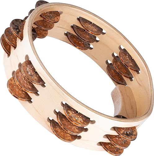 Meinl Percussion Artisan Wood Tambourine - 3-reihiges Tamburin - Durchmesser 8 Zoll - Ahorn / Bronze, Natur (AE-CTMA3BO) | Tamburin mit 3 Reihen Jingles, mit ergonomischem Griff, Durchmesser 8 Zoll, Ahorn und Bronze