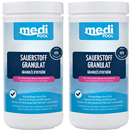 mediPOOL Sauerstoff Granulat, chlorfreie Wasserpflege mit Aktivsauerstoff, 2X 1 kg
