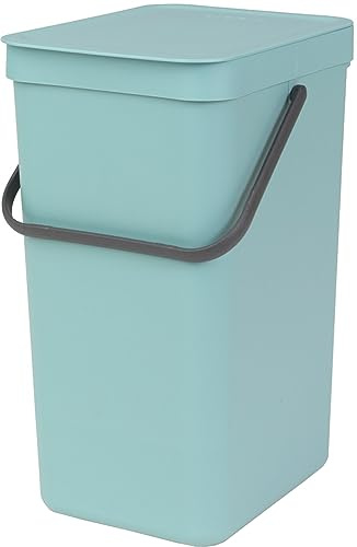 Brabantia 109843 Sort & Go Recycling Bin, Plastic, 16 L - Mint Green
