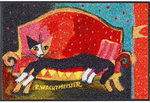 Efia Rosina Wachtmeister Fußmatte Resting Place 50x75 cm Katzen bunt Eingangs-Matte waschbar