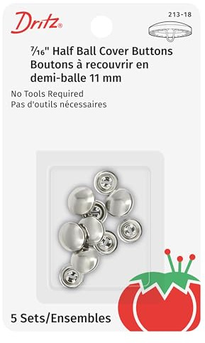 Dritz 213-18 Half Ball Cover Buttons, Size 18 - 7/16-Inch, 5-Sets