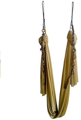 Wellsem® - Hamac élastique de 5 m pour Pilates Yoga Swing Yoga aérien avec mousqueton et chaîne en guirlande, doré