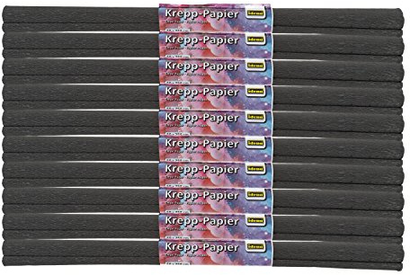Krepppapier 60028 - 10 Rollen, je ca. 50 x 250 cm, schwarz