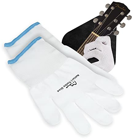 Musician Practice Glove - Guante de Guitarra para Dedos (2 Unidades, Colores Negro, Blanco y Bronce), Tallas XS, S, M, L, XL, Cortes o ampollas, Dolor en Las yemas de los Dedos, Problemas médicos