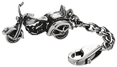 Llavero de plata de ley 925 en cadena de rey 4cm moto bicicleta 6160