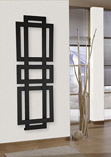 Badheizkörper Design ART II breite Version 180 cm 1019 Watt schwarz SZAGATO | HxB: 180x60cm Designheizkörper Handtuchheizkörper mit Mittelanschluss Handtuchwärmer Designheizung Made in Germany