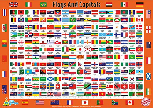 Little Wigwam Flags and Capitals No Tear Guarantee Educational Poster (60 x 42cm), Living Room