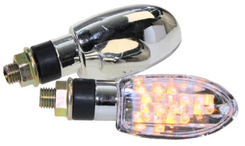 Citomerx Motorrad Mini Blinker LED Marten chrom klar E-geprüft kompatibel mit Honda CB 500 600 Italjet Formula Kawasaki 125 600 650 Suzuki GN GS GSX 500 600 Yamaha DT XJ XT 125 600