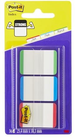 Post-it Index Starke Registertabs, 66 Tabs, Sortierte Farben | Starke Haftmarker zum Organisieren von Planern, Notizbüchern und Ordnern - Strapazierfähig, Beschreibbar und Repositionierbar