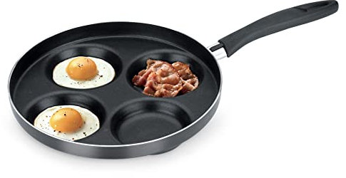 Tescoma 594244 Padella Quattro Cerchi Antiaderente, Per Cucinare Pancake, Uova E Hamburger, Diametro 24 Cm, Nero