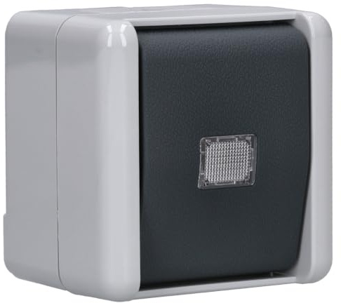 JUNG 831W AP-Taster Schließer IP 44 Serie WG Kalotte glasklar