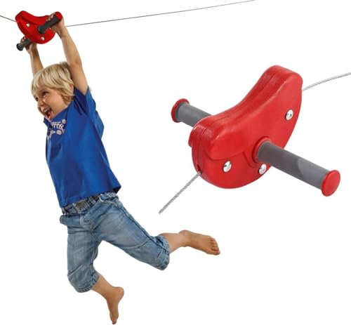 Gartenpirat Seilbahn rot für Kinder Outdoor Garten Kabelbahn Metall 30 m