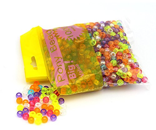 Pony Bead Big Value Pack 1000/Pkg-Transparent Multicolor by arkCRAFT
