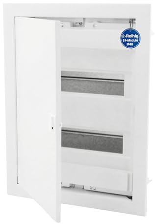 Intratec Coffret Électrique Encastré 3 Rangées – Tableau de Distribution IP40 pour 36 Modules avec Porte Métallique Blanche et Rail DIN pour Installations Électriques Intérieures – 346 x 94 x 592mm