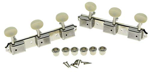 KAISH Nickel w/Aged White 3 per side 3x3 on a Plate Vintage Guitar Tuning Keys Tuners
