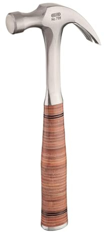 PICARD Marteau arrache-clou, no. 791, 13 mm | Marteau de charpentier professionnel | Acier spécial PICARD anticorrosion | Outil professionnel | Hammer en acier forgé avec poignée en cuir