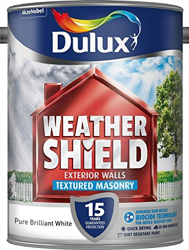 Dulux Weathershield Textured Masonry Paint - Pure Brilliant White - 5L
