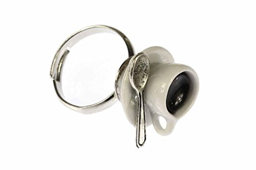 Miniblings Tasse à café Tasse à café Ring - Tasse à café Tasse à café - Mode Main Bijoux Bague I avec Motif I Taille réglable