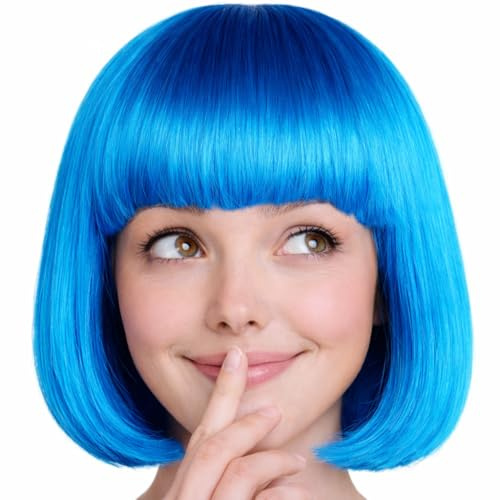 Hatstar Bob Perücke Türkis, Charleston-Perücke für Damen und Herren, Kostüm Accessoire für Karneval, Fasching und Halloween, 100% Polyester