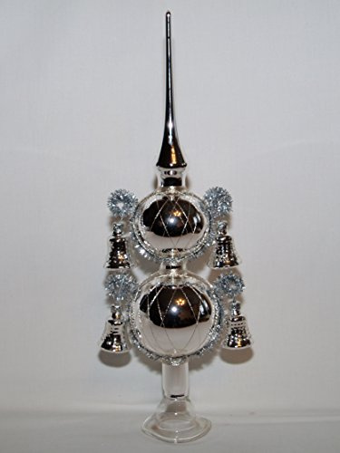Christbaumspitze silber 4 Glocken 30cm hoch Lauschaer Handarbeit