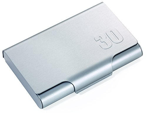 TROIKA Jumbo 30 Tarjetero CDC78/TI – Estuche para Tarjetas de Vista, 30 Pulgadas, Relieve en la Tapa, para Aprox. 30 Tarjetas, Aluminio, Color Titanio, el Original
