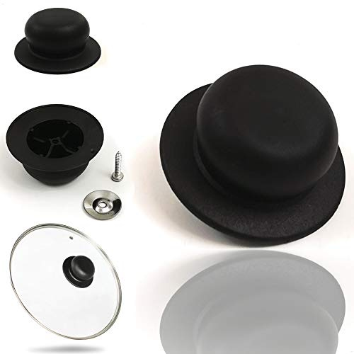 Kerafactum Deckelknopf Ersatz Griff Ersatzgriff für Topfdeckel Universalgriff Kunststoffgriff Ø 7 cm Topfdeckelgriff Deckelgriff schwarz