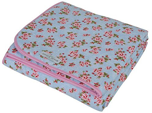Little Dutch 0450 Wiegen- / Kinderwagen-Decke hellblau mit Rosen
