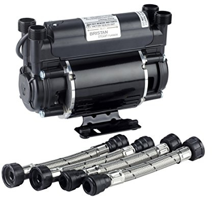 Bristan 1.5 Bar Twin Ended Shower Pump, Improves Shower Pressure and Easy to Install, Water Booster and DIY Fixing Kit with Instructions, 230 Volts - ST PUMP15TN