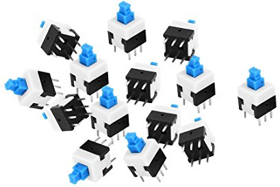 sourcing map 14pcs Pulsador interruptor táctil enclavamiento autoblocante PCB 8x8mm 6P DIP