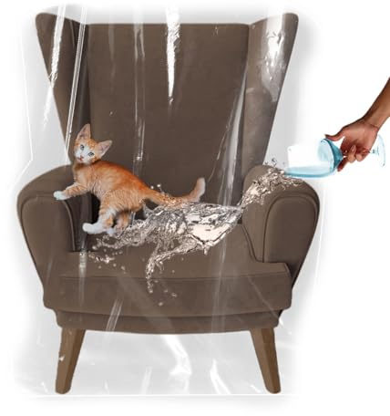 LAMINET Heavy-Duty Plastic Recliner Cover – Clear Vinyl Waterproof Protector for Armchairs, Living Room Chairs, Guards Against Cat/Dog Scratches, Pet Hair, Dust, and Spills – Ideal for Storage Moving